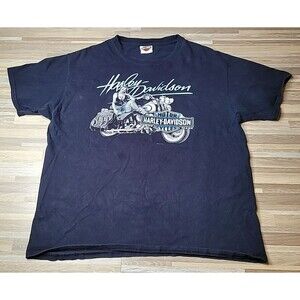 Harley Davidson Motorcycles T-Shirt Size L Flint MI RK Stratman Tag Beefy Pin Up